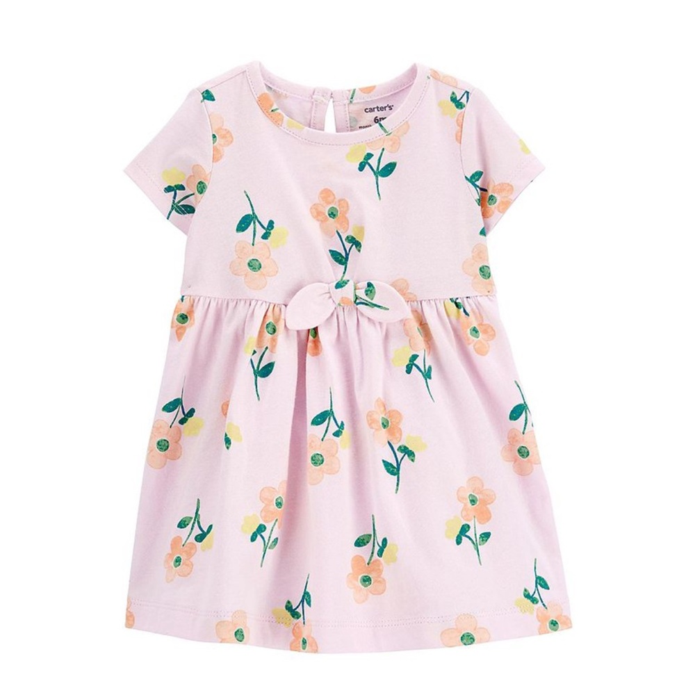 NWT Carter's Pink Floral Casual Sundress Crew Neck Short Sleeve with Bloomer
